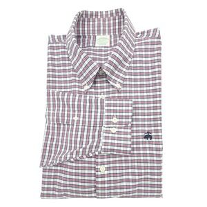 Brooks Brothers Milano Fit Men's XL Check Plaid Non-Iron Stretch‎ Cotton Shirt